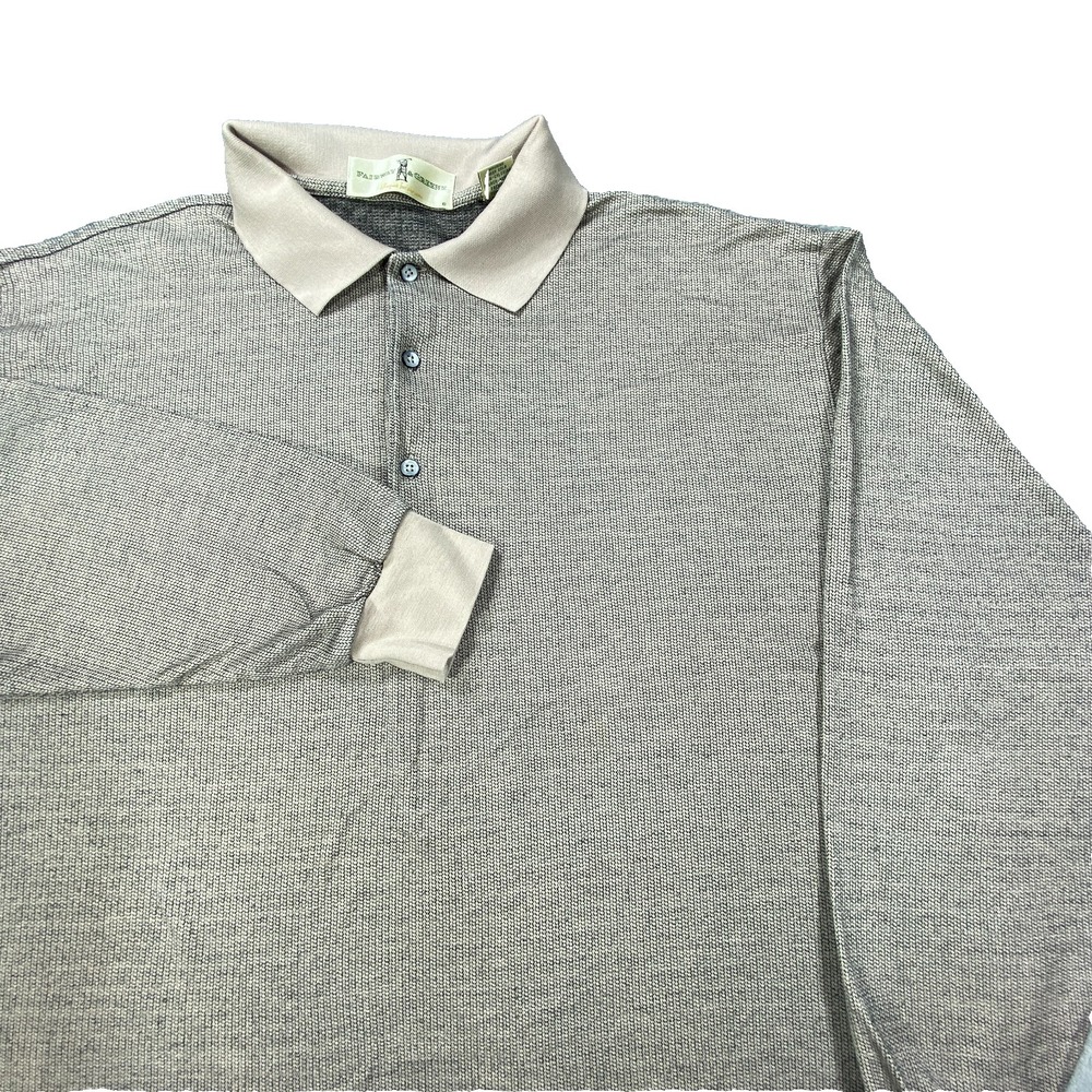 Fairway Greene‎ Polo Shirt Men XL Beige Long Sleeve Golf 100% Mercerized Cotton